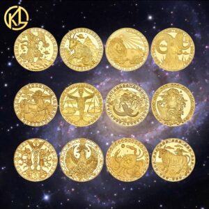 Kolekcja znaków zodiaku platerowana czystym złotem próby 999/1000