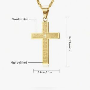 Męski naszyjnik z okazałym krzyżem.