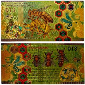 Pozłacany banknot testowy PWPW-Pszczoła Miodna 013