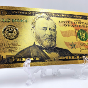 Pozłacany, kolekcjonerski banknot 50 dollars.