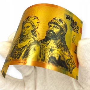 Pozłacany banknot kolekcjonerski 20zł „Chrzest Polski”.