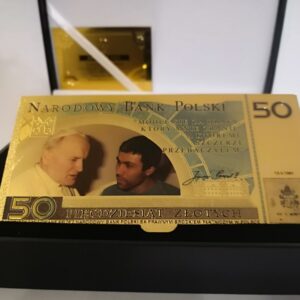 Banknot kolekcjonerski  „ZAMACH NA PAPIEŻA”  w wersji pozłacanej 24-karatowym złotem.​​