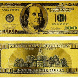 Pozłacany banknot kolekcjonerski 100$.