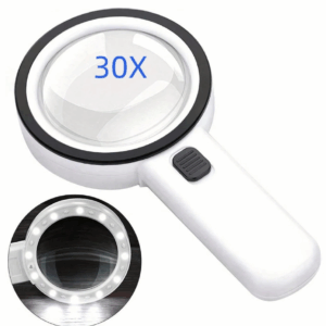 12-diodowa podświetlana lupa, 30-krotne powiększenie.