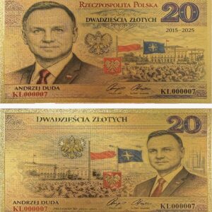 Banknot Kolekcjonerski „Andrzej Duda – Prezydent RP 2015–2025” pozłacany