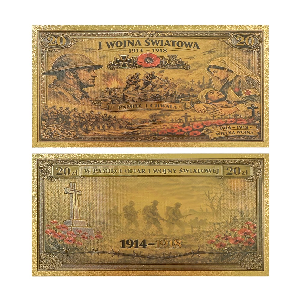 Banknot Kolekcjonerski „I Wojna Światowa” pozłacany