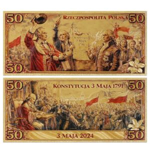 Banknot kolekcjonerski „KONSTYTUCJA 3 MAJA 1791” pozłacany.