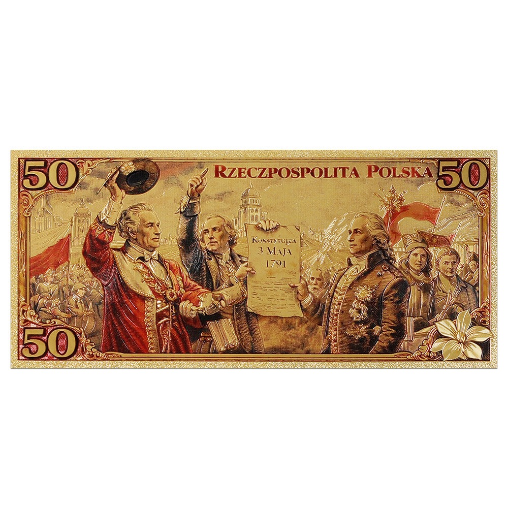 Banknot kolekcjonerski „KONSTYTUCJA 3 MAJA 1791” pozłacany. - obrazek 5