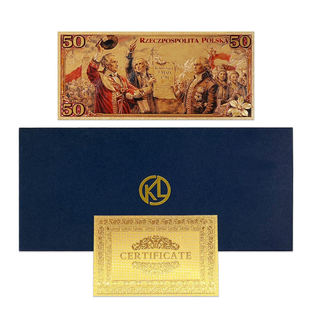 Banknot kolekcjonerski „KONSTYTUCJA 3 MAJA 1791” pozłacany. - obrazek 4