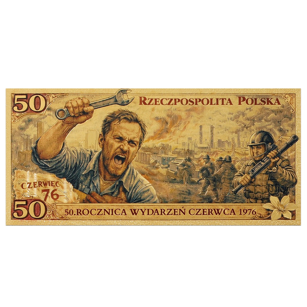 Banknot kolekcjonerski „CZERWIEC 1976” pozłacany. - obrazek 4